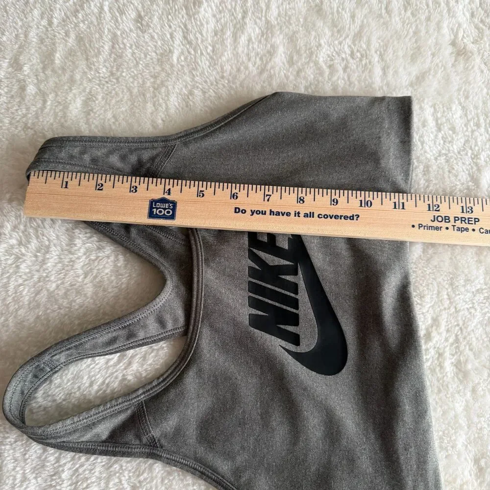 Nike Classic Swoosh Futura Medium Support Sports Bra Gray Size Small S
